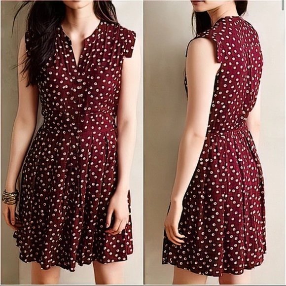 NWT Anthropologie 11-1-Tylho West Street Polka Dot Button Front Dress - Small - Picture 1 of 9